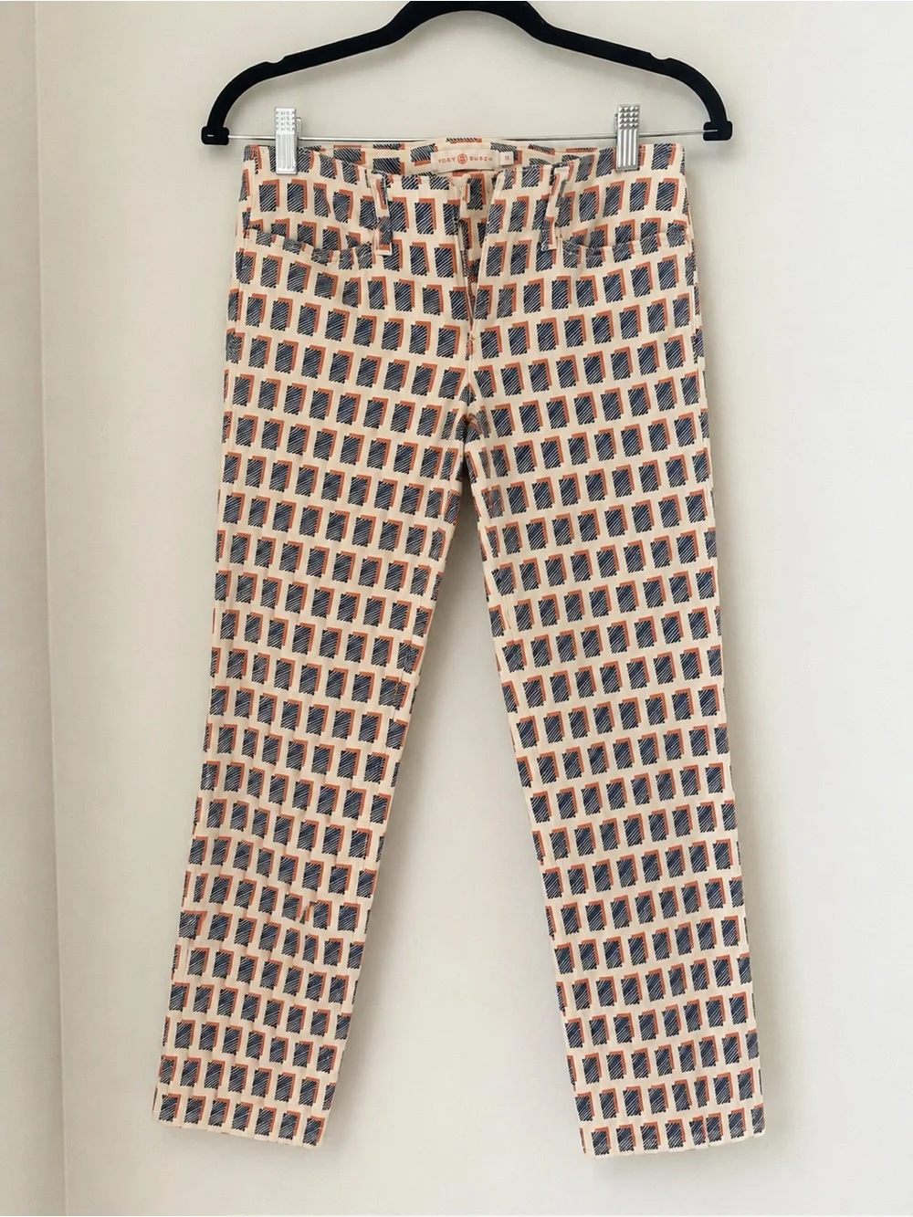 Tory Burch Cropped Skinny Jeans Printed Cotton Stretch Size 26
